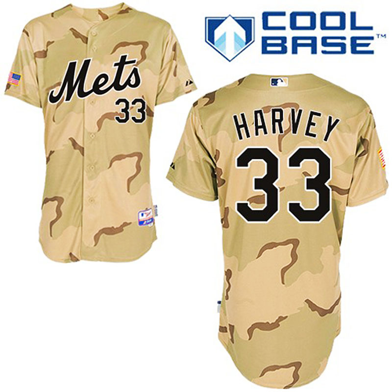 New York Mets #33 Matt Harvey Men's Authentic Camo Commemorative Military Day Majestic MLB Cool Base Jersey