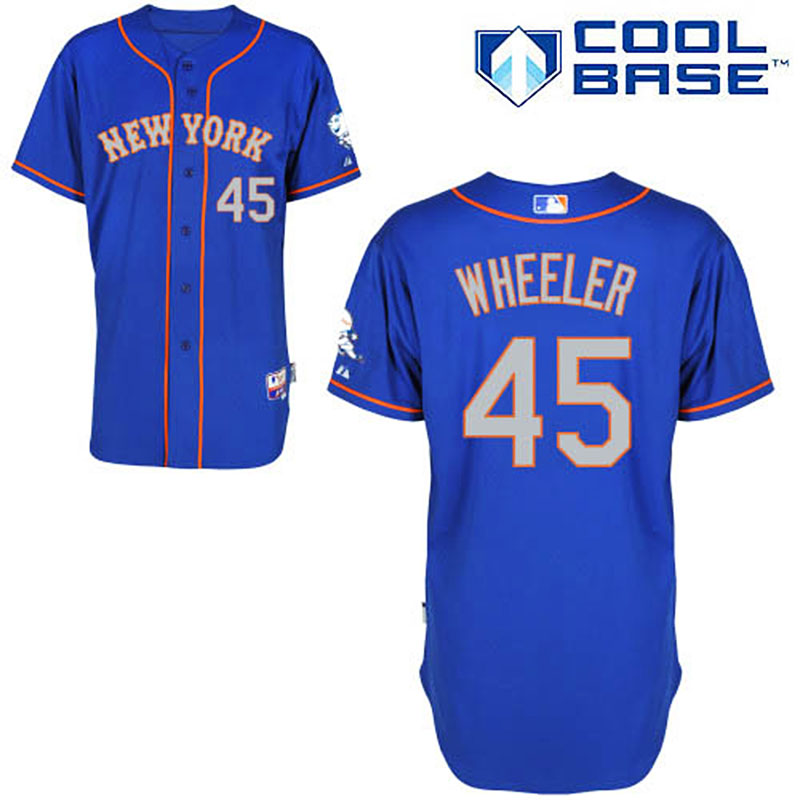 New York Mets #45 Zack Wheeler Men's Authentic Royal Blue Alternate Road Majestic MLB Cool Base Jersey