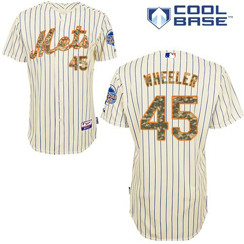 New York Mets #45 Zack Wheeler Men's Authentic Cream USMC Majestic MLB Cool Base Jersey