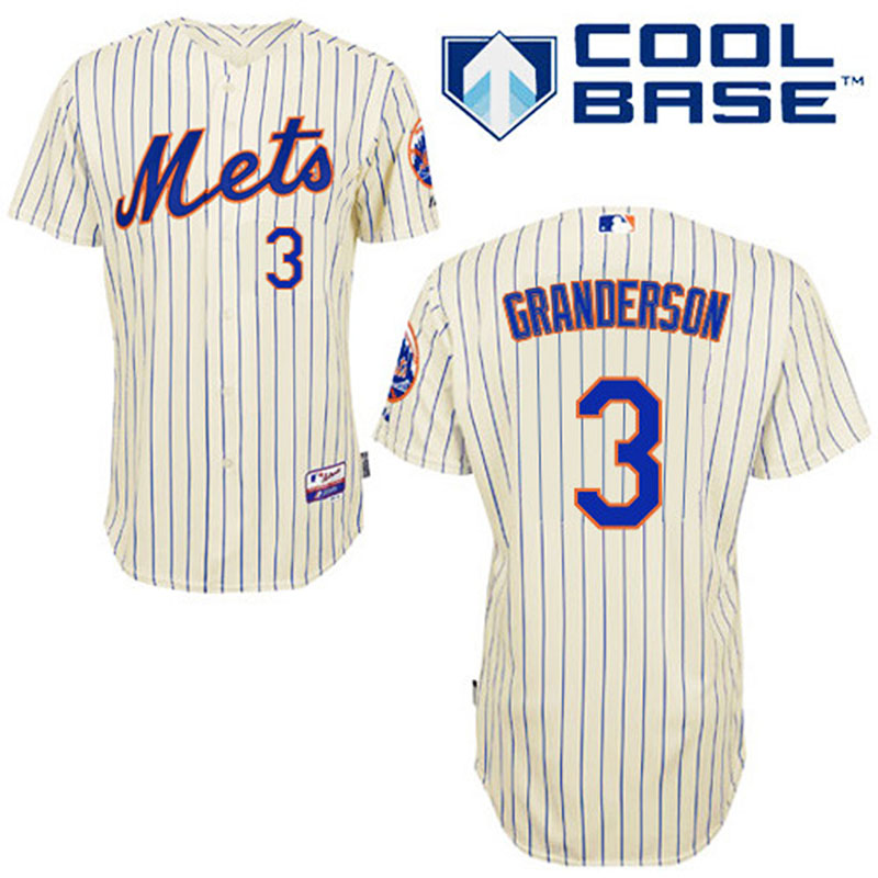 New York Mets #3 Curtis Granderson Men's Authentic Cream Home Majestic MLB Cool Base Jersey