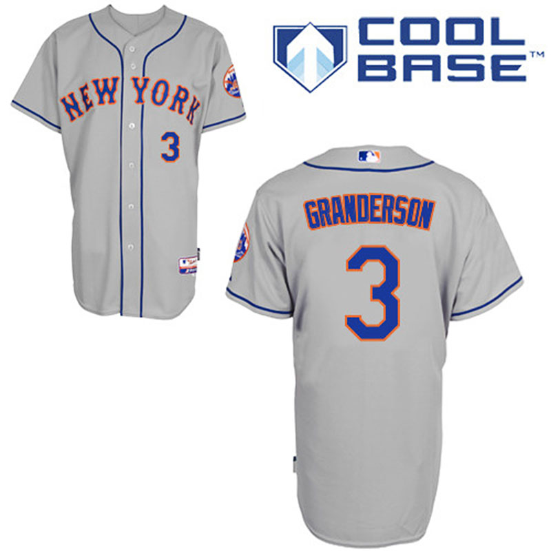 New York Mets #3 Curtis Granderson Men's Authentic Grey Road Majestic MLB Cool Base Jersey