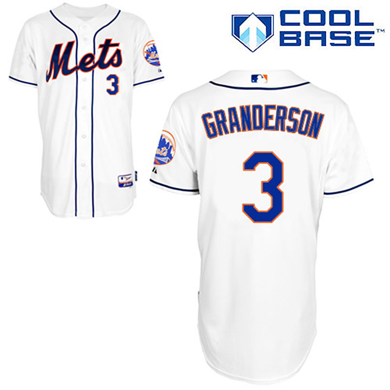 New York Mets #3 Curtis Granderson Men's Authentic White Alternate Majestic MLB Cool Base Jersey