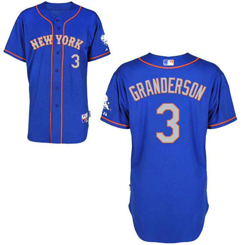 New York Mets #3 Curtis Granderson Men's Authentic Royal Blue Alternate Road Majestic MLB Cool Base Jersey