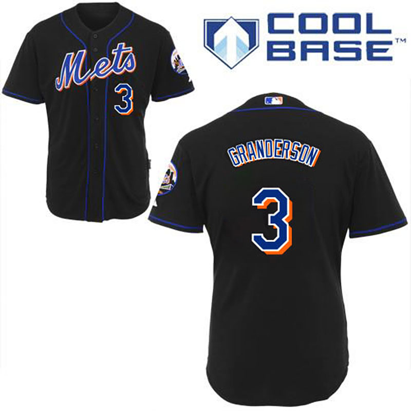 New York Mets #3 Curtis Granderson Men's Authentic Black Majestic MLB Jersey