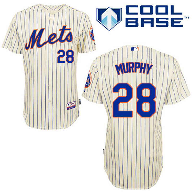 New York Mets #28 Daniel Murphy Men's Authentic Cream Home Majestic MLB Cool Base Jersey