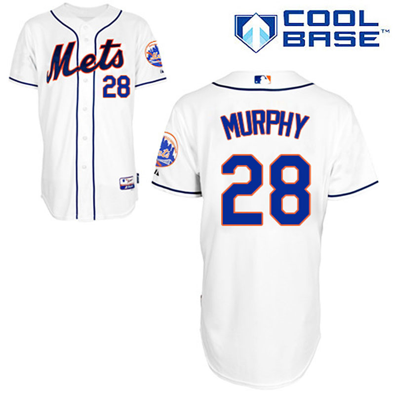 New York Mets #28 Daniel Murphy Men's Authentic White Alternate Majestic MLB Cool Base Jersey