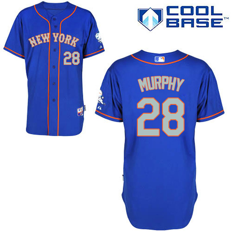 New York Mets #28 Daniel Murphy Men's Authentic Royal Blue Alternate Road Majestic MLB Cool Base Jersey