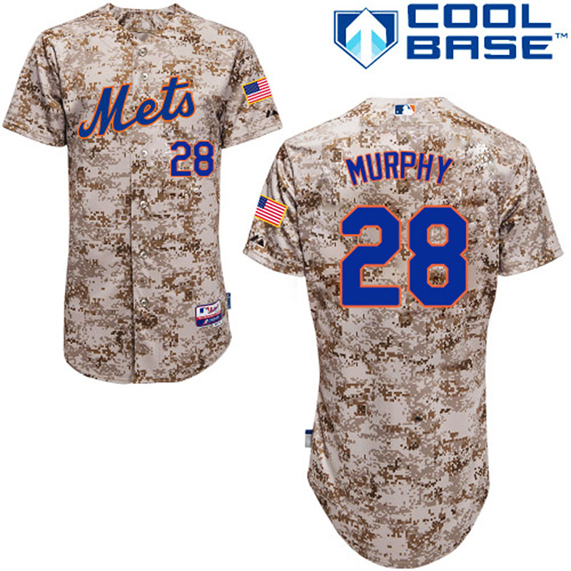 New York Mets #28 Daniel Murphy Men's Authentic Camo Alternate Majestic MLB Cool Base Jersey