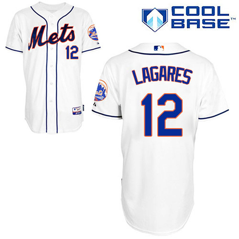 New York Mets #12 Juan Lagares Men's Authentic White Alternate Majestic MLB Cool Base Jersey