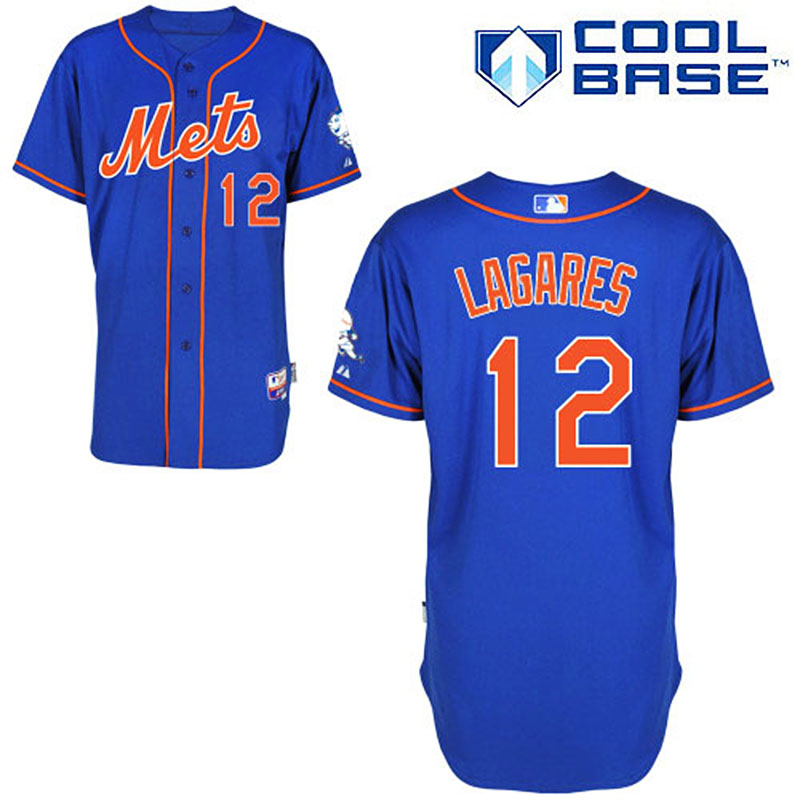 New York Mets #12 Juan Lagares Men's Authentic Royal Blue Alternate Home Majestic MLB Cool Base Jersey