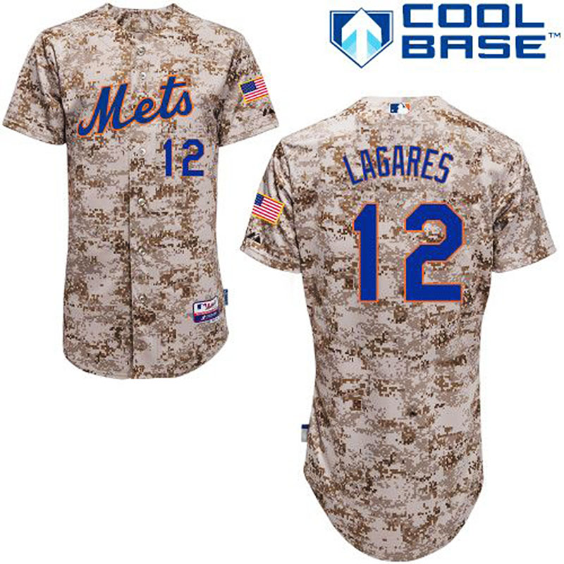 New York Mets #12 Juan Lagares Men's Authentic Camo Alternate Majestic MLB Cool Base Jersey