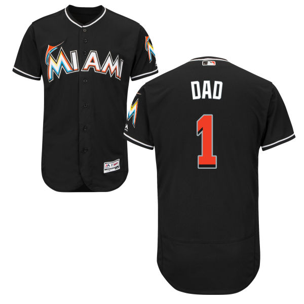 Miami Marlins Majestic Black Father's Day Gift Authentic Jersey