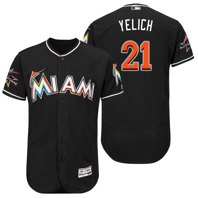 Miami Marlins Christian Yelich #21 Black 2017 All-Star Game Patch Flex Base Jersey