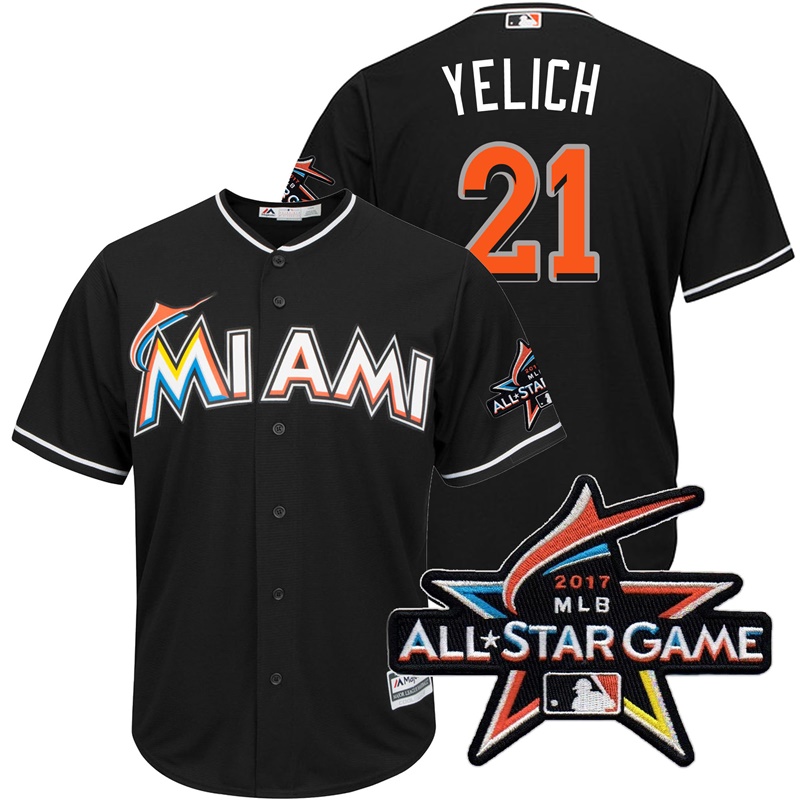 Miami Marlins Christian Yelich #21 Black 2017 All-Star Game Patch Cool Base Jersey