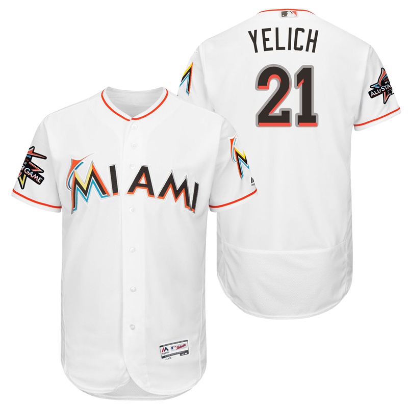 Miami Marlins Christian Yelich #21 White 2017 All-Star Game Patch Flex Base Jersey