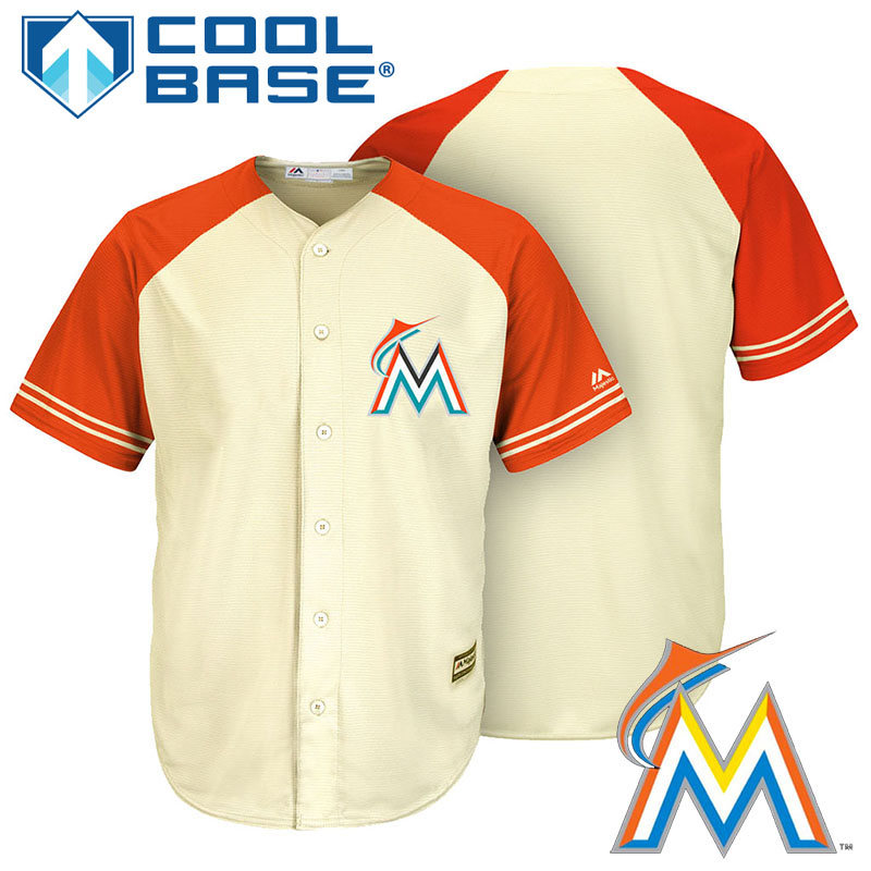 Miami Marlins Cream/Firebrick Fashion Cool Base Team Ivory Jersey