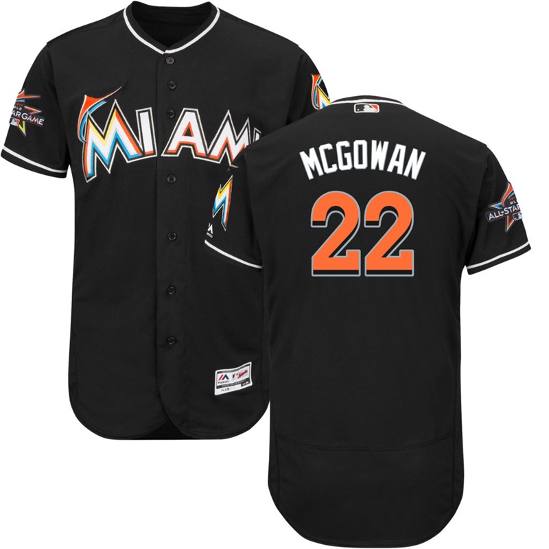 Men Miami Marlins Dustin McGowan #22 Black 2017 All-Star Game Patch Alternate Flex Base Jersey