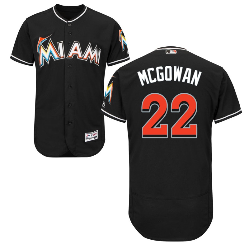 Men Miami Marlins Dustin McGowan #22 Black Alternate Flex Base Jersey