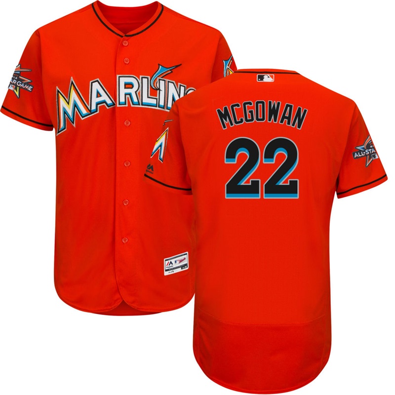 Men Miami Marlins Dustin McGowan #22 Red 2017 All-Star Game Patch Alternate Flex Base Jersey