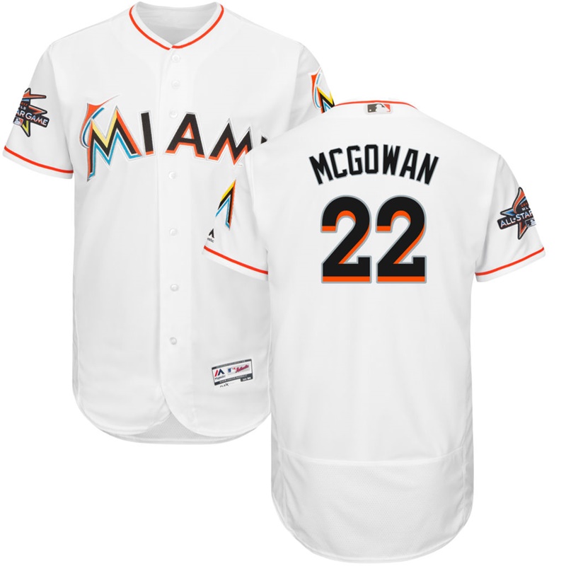 Men Miami Marlins Dustin McGowan #22 White 2017 All-Star Game Patch Home Flex Base Jersey