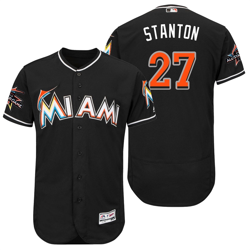 Miami Marlins Giancarlo Stanton #27 Black 2017 All-Star Game Patch Flex Base Jersey