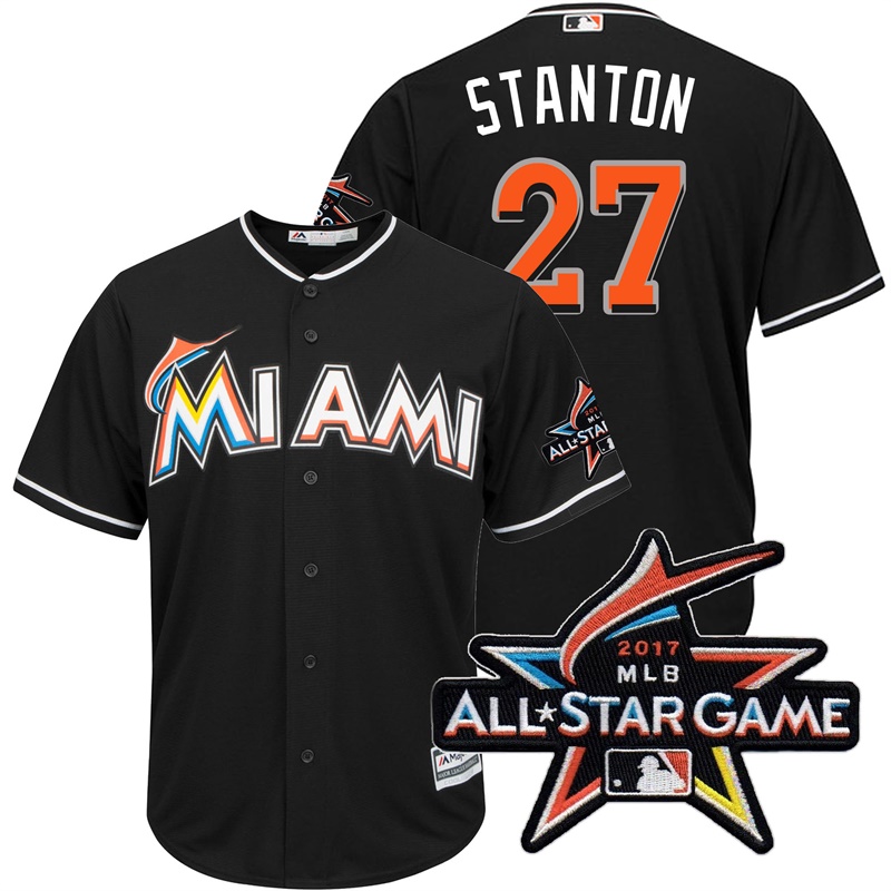 Miami Marlins Giancarlo Stanton #27 Black 2017 All-Star Game Patch Cool Base Jersey