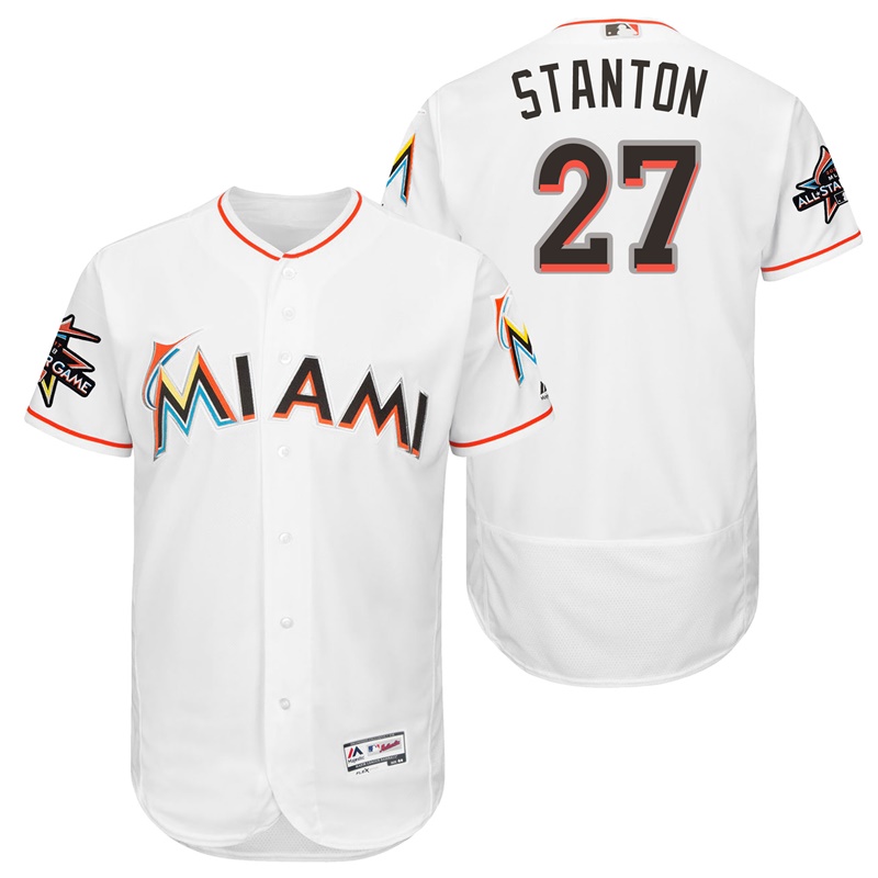 Miami Marlins Giancarlo Stanton #27 White 2017 All-Star Game Patch Flex Base Jersey