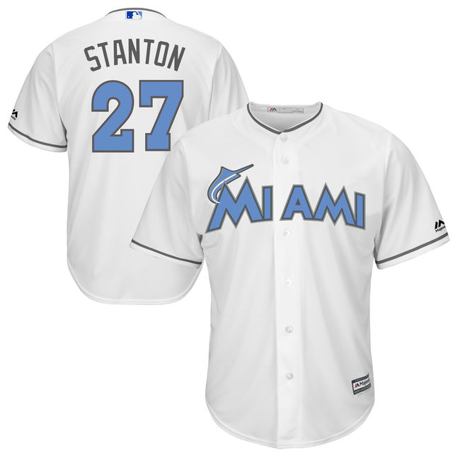 Miami Marlins #27 Giancarlo Stanton Majestic White Fashion 2016 Father's Day Cool Base Jersey