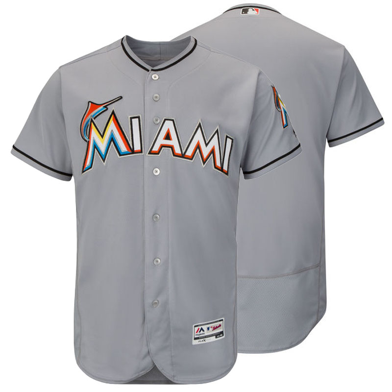 Miami Marlins Majestic Gray Flexbase Authentic Collection Team Jersey