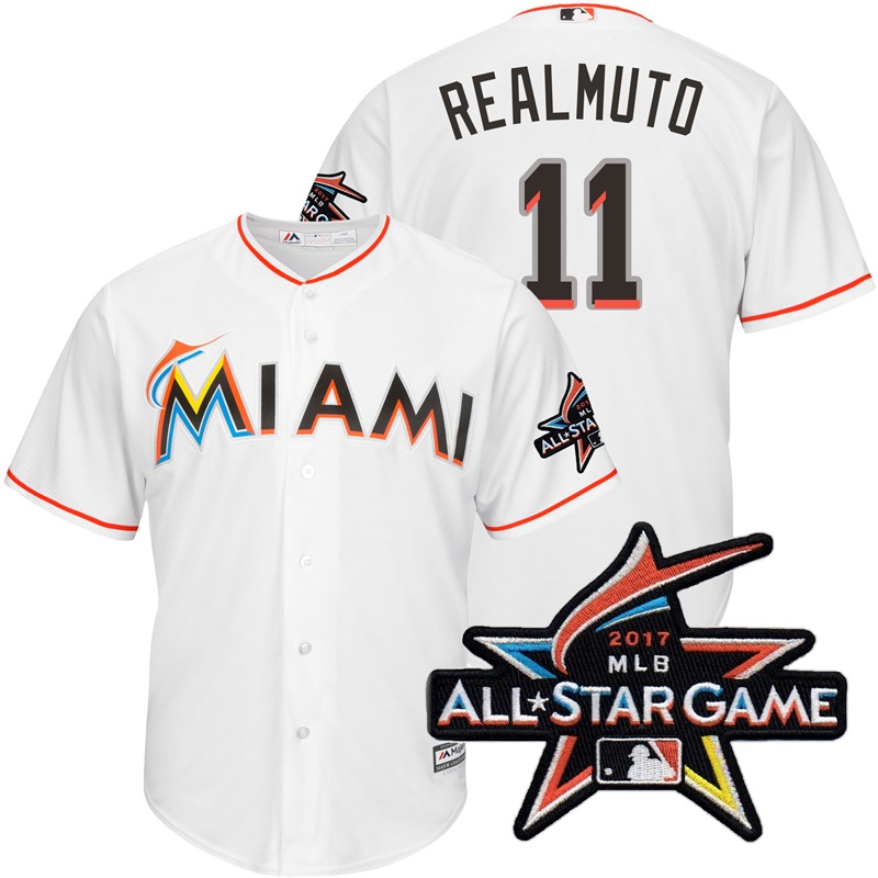 Miami Marlins J.T. Realmuto #11 White 2017 All-Star Game Patch Cool Base Jersey