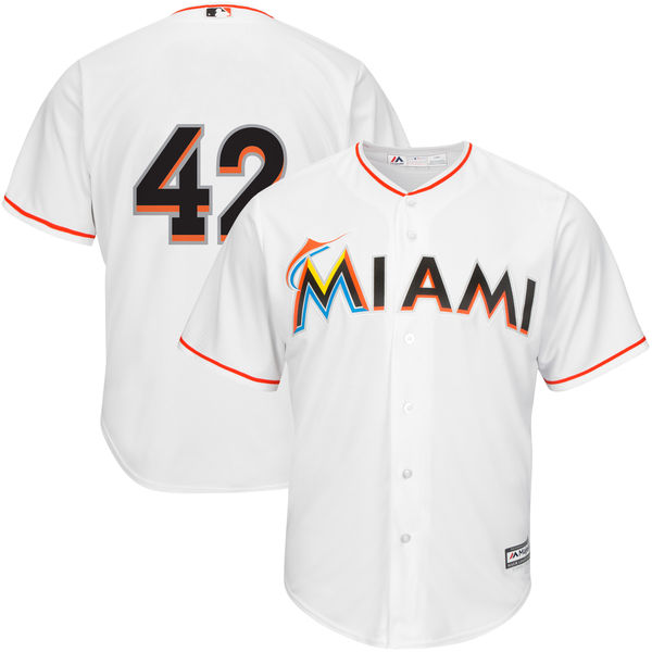 Miami Marlins Jackie Robinson #42 Majestic White Cool Base Jersey