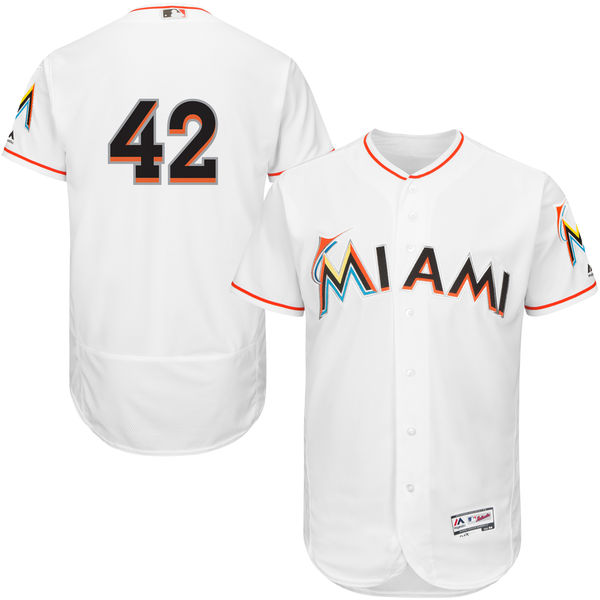 Miami Marlins Jackie Robinson #42 Majestic White Authentic Collection Flexbase Jersey