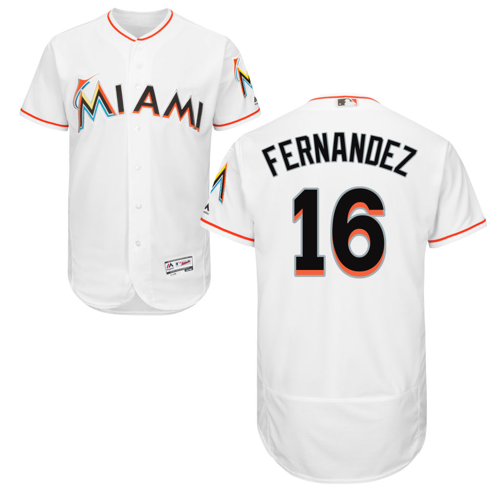 Miami Marlins Jose Fernandez #16 Home White Authentic Collection Flex Base Jersey