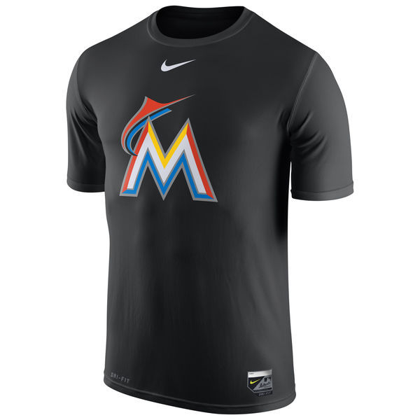 Miami Marlins Navy Authentic Collection Legend Logo 1.5 Performance Dri-FIT T-Shirt