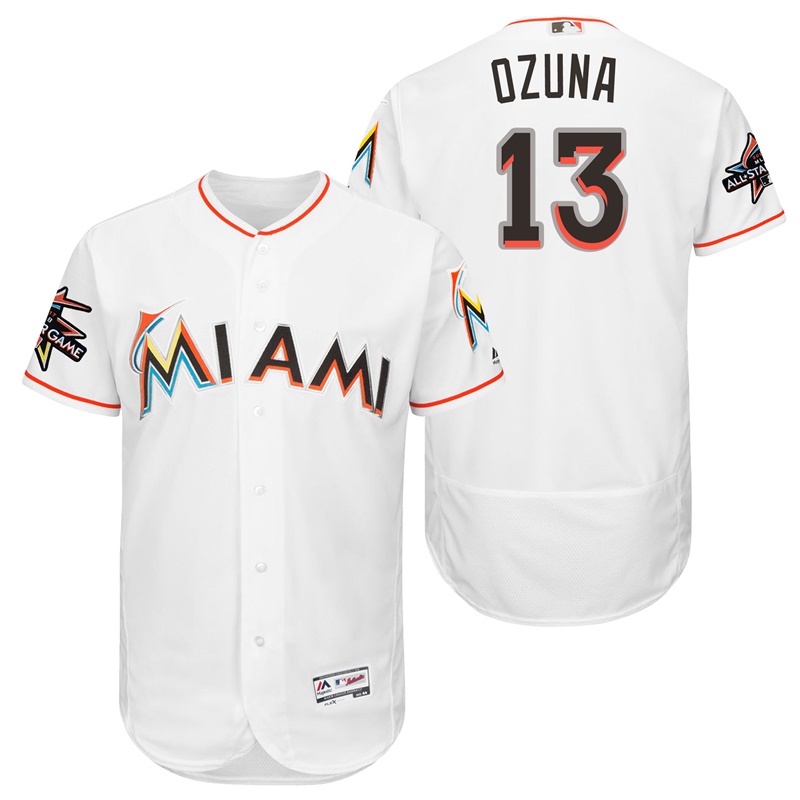 Miami Marlins Marchell Ozuna #13 White 2017 All-Star Game Patch Flex Base Jersey