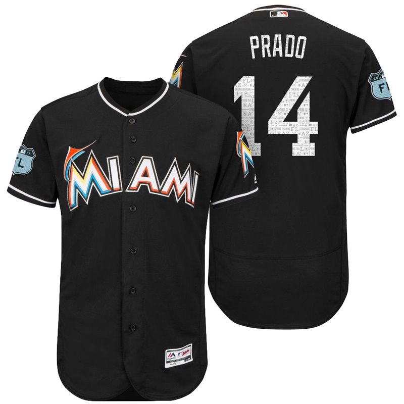 Miami Marlins Martin Prado #14 Black 2017 Spring Training Grapefruit League Patch Authentic Collection Flex Base Jersey