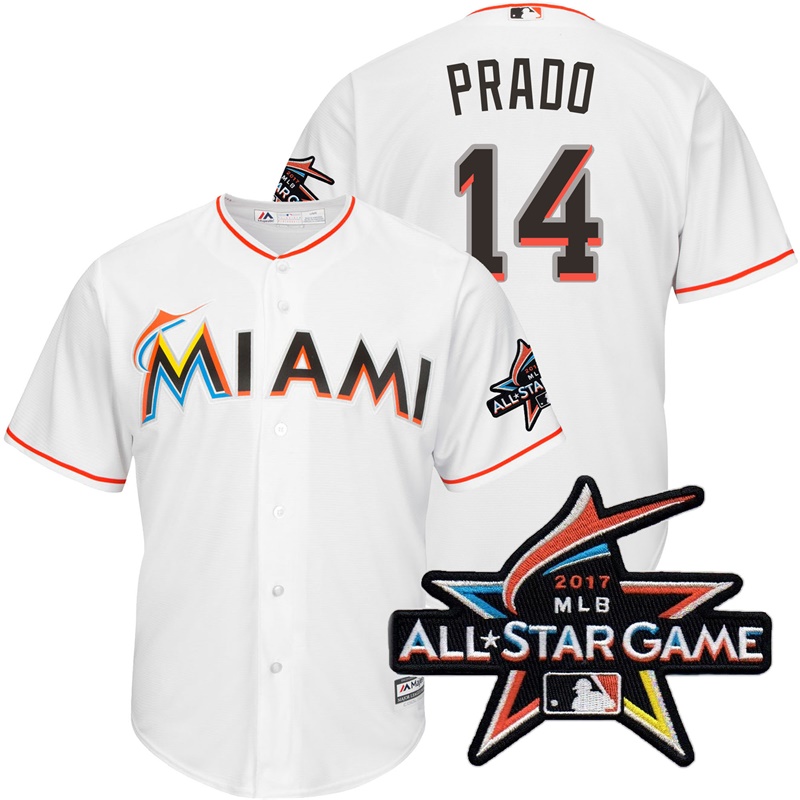 Miami Marlins Martin Prado #14 White 2017 All-Star Game Patch Cool Base Jersey