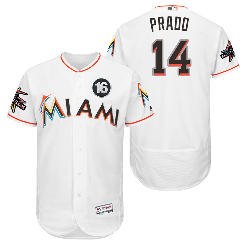 Miami Marlins Martin Prado #14 White 2017 All-Star Jose Fernandez Patch Flex Base Jersey