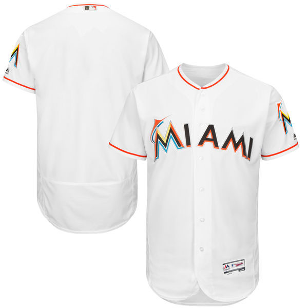 Miami Marlins Majestic White Flexbase Authentic Collection Team Jersey