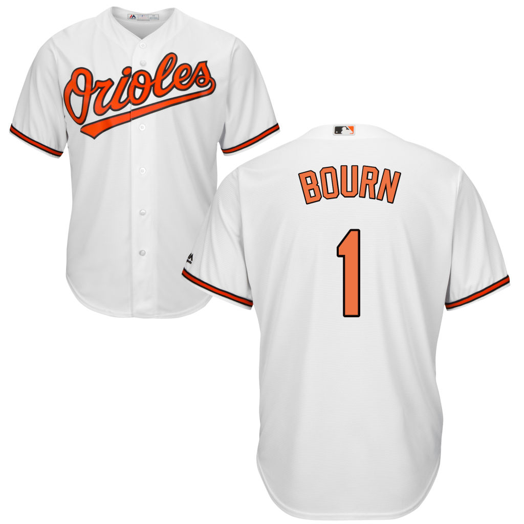 Baltimore Orioles Michael Bourn #1 Home White Official Cool Base Jersey