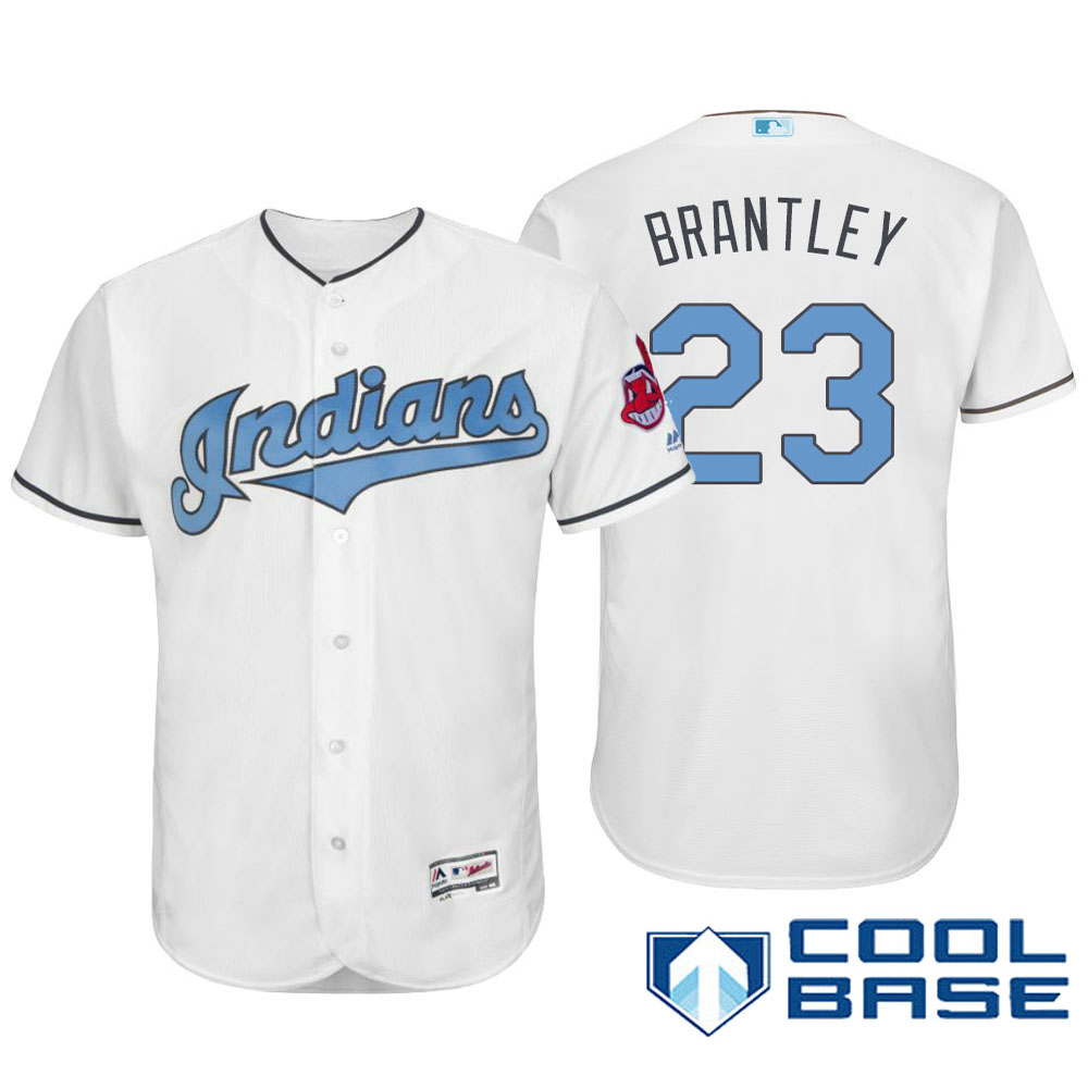 Cleveland Indians #23 Michael Brantley Majestic White Fashion 2016 Father's Day Cool Base Jersey