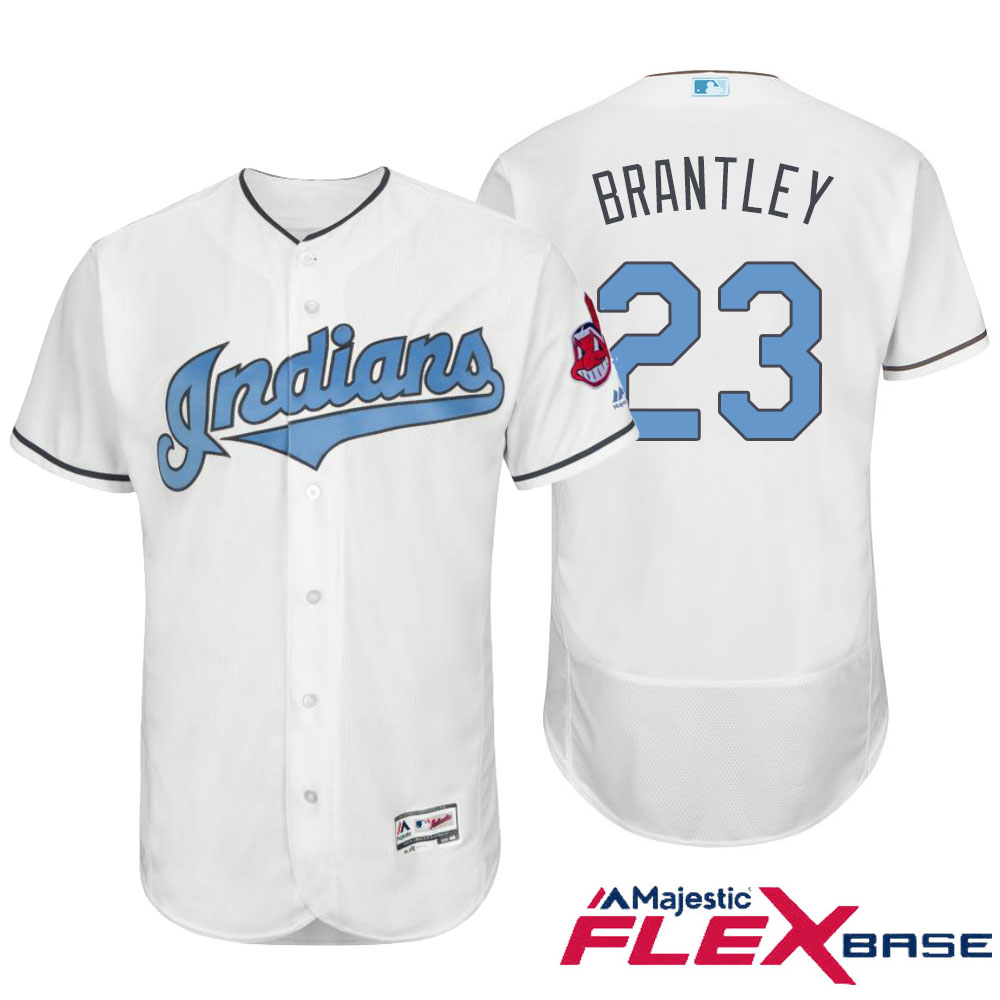 Cleveland Indians #23 Michael Brantley Majestic White Fashion 2016 Father's Day Flex Base Jersey