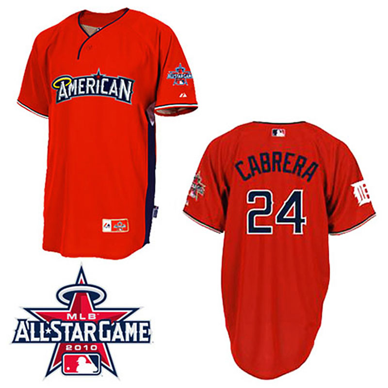 Detroit Tigers #24 Miguel Cabrera American League 2010 All Star BP Red Jersey