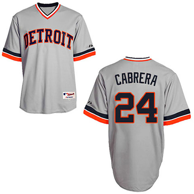 Detroit Tigers #24 Miguel Cabrera Grey 1970's Turn Back The Clock Jersey