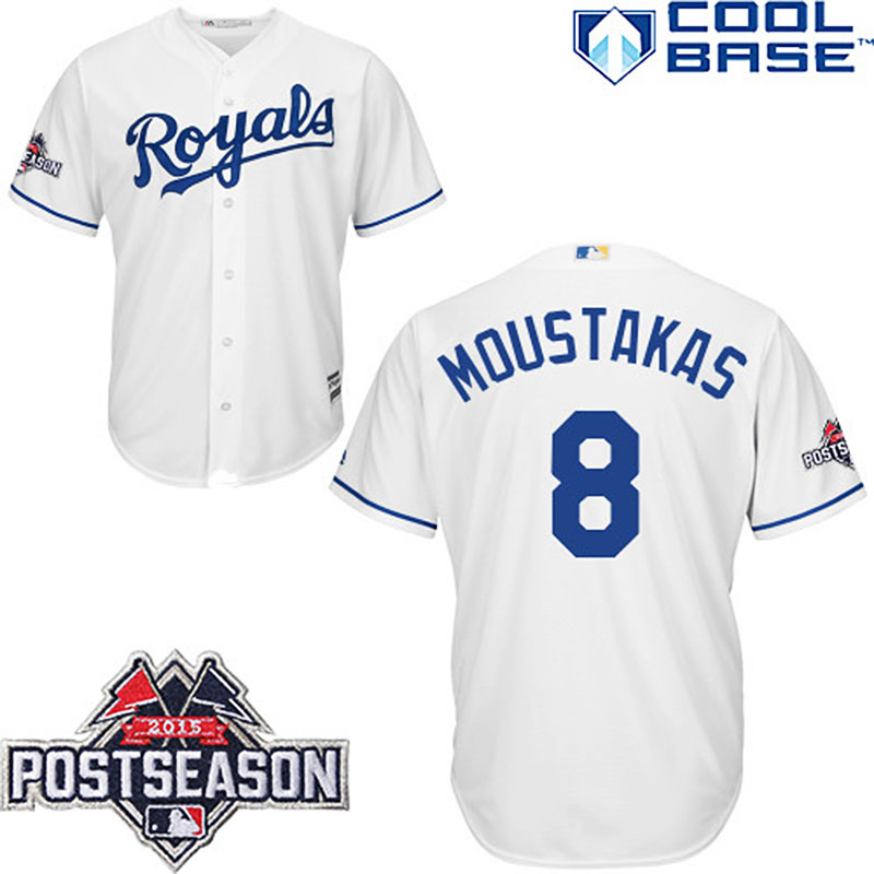 Kansas City Royals Mike Moustakas Postseason Patch White Jersey