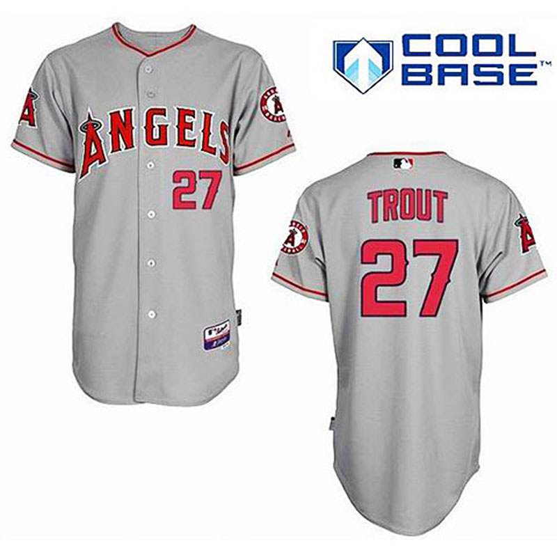 Los Angeles Angels of Anaheim #27 Mike Trout Grey Cool Base Jersey