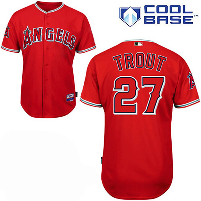 Los Angeles Angels of Anaheim #27 Mike Trout Red Cool Base Jersey