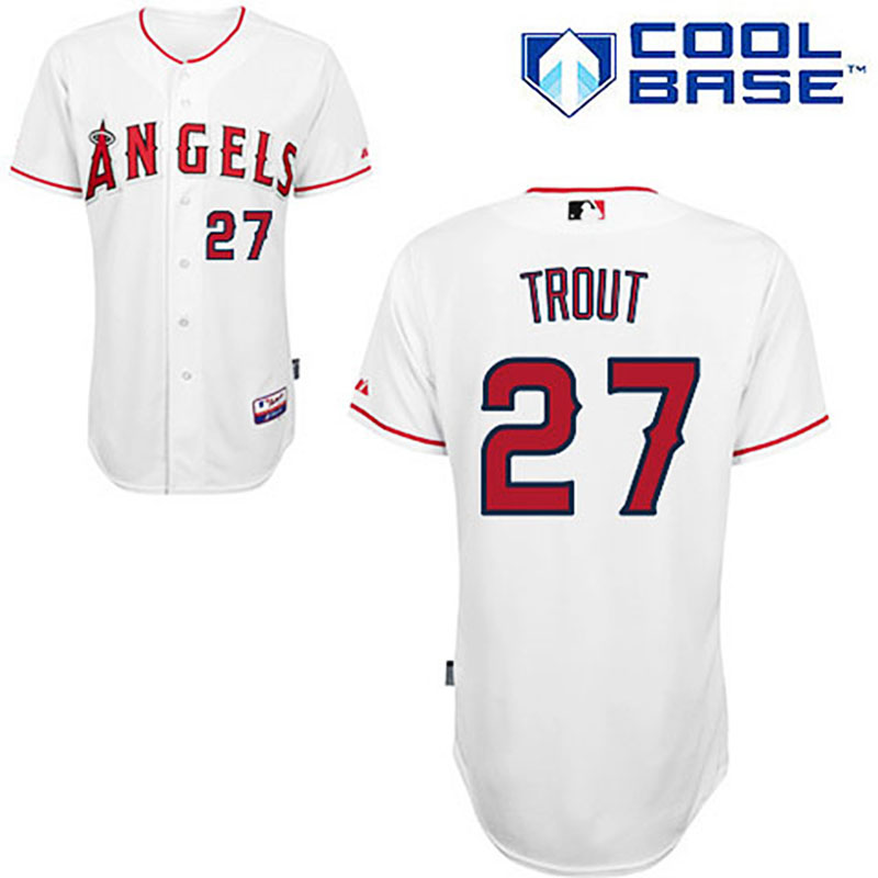 Los Angeles Angels of Anaheim #27 Mike Trout White Cool Base Jersey