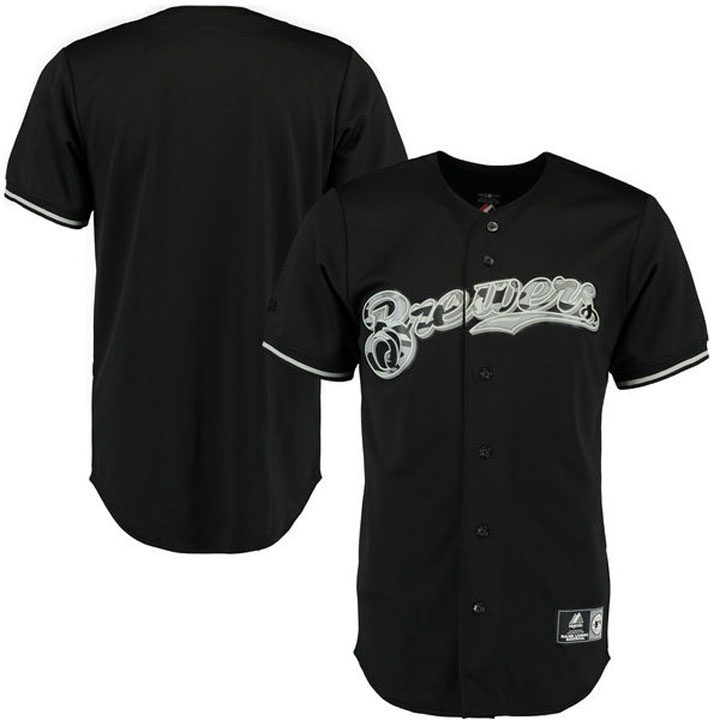 Milwaukee Brewers Majestic Black Camo Logo Team Jersey