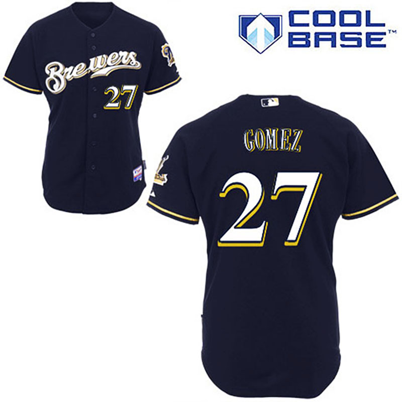 Milwaukee Brewers #27 Carlos Gomez Blue Cool Base Jersey